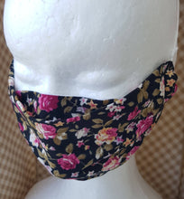 Load image into Gallery viewer, Black floral print face mask