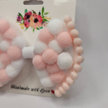 Load image into Gallery viewer, Pink pom pom hair bow