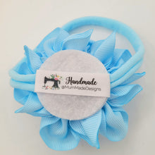 Load image into Gallery viewer, Blue 3 inch flower headband
