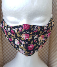 Load image into Gallery viewer, Black floral print face mask
