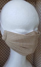 Load image into Gallery viewer, Beige checkered print face mask
