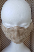 Load image into Gallery viewer, Beige checkered print face mask
