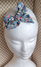 Load image into Gallery viewer, Blue Floral Pinwheel bow headband
