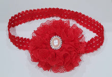 Load image into Gallery viewer, Red lace flower headband
