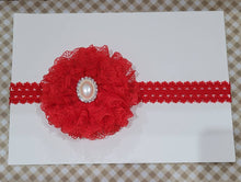 Load image into Gallery viewer, Red lace flower headband
