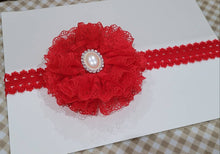 Load image into Gallery viewer, Red lace flower headband
