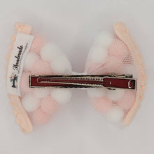 Load image into Gallery viewer, Pink pom pom hair bow
